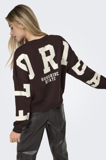 Only onlsweat l/s back/sleeve print swt Bordeaux