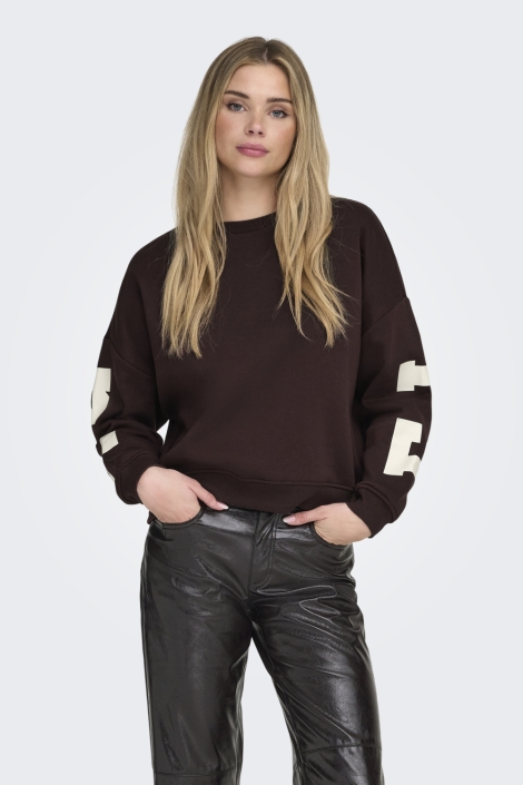 Only bordeaux dames sweater | Model vooraanzicht