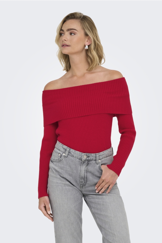 Only rode dames trui | Model vooraanzicht