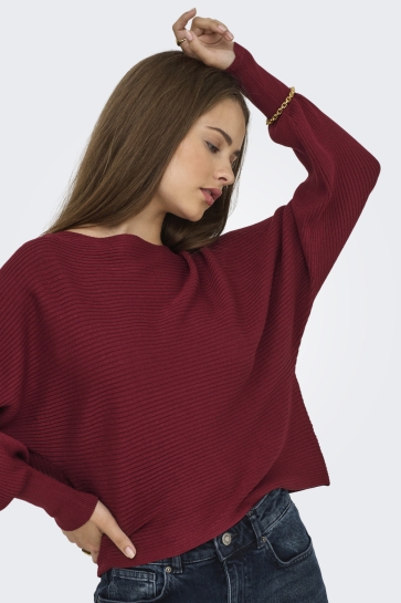 Only ONLADALINE LIFE L/S SHORT PULLO KNT 15226298 Cabernet