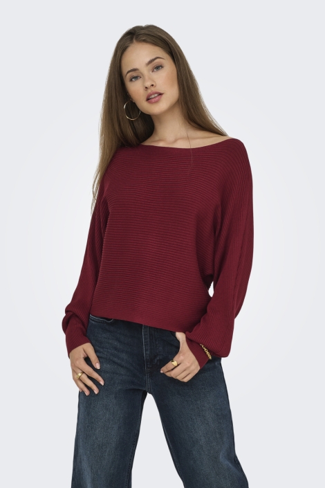 Only bordeaux dames trui | Model vooraanzicht