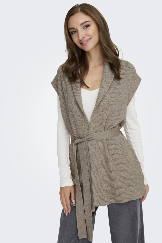Only beige dames gilet | Model vooraanzicht