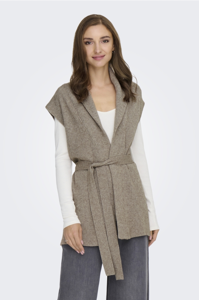 Only beige dames gilet | Model vooraanzicht