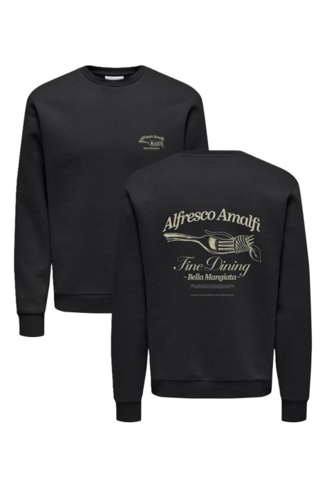 Only & Sons zwarte heren sweater | Vooraanzicht