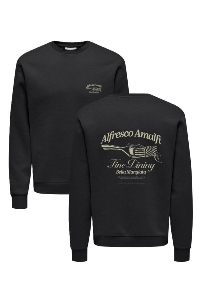 Only & Sons zwarte heren sweater | Vooraanzicht