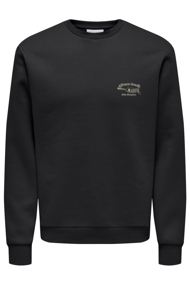 Only & Sons zwarte heren sweater | Vooraanzicht
