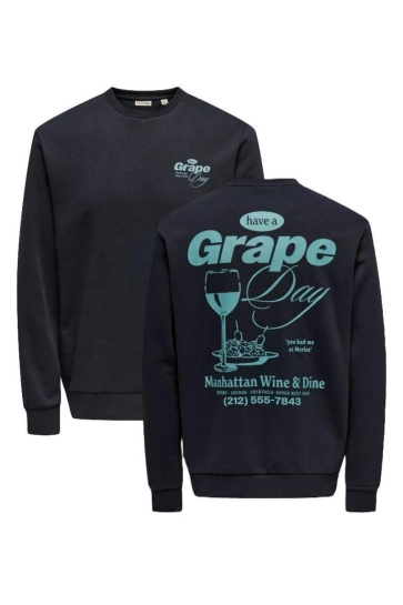 Only & Sons ONSALFRESCO REG CREW NECK 22035625 Black/GRAPE