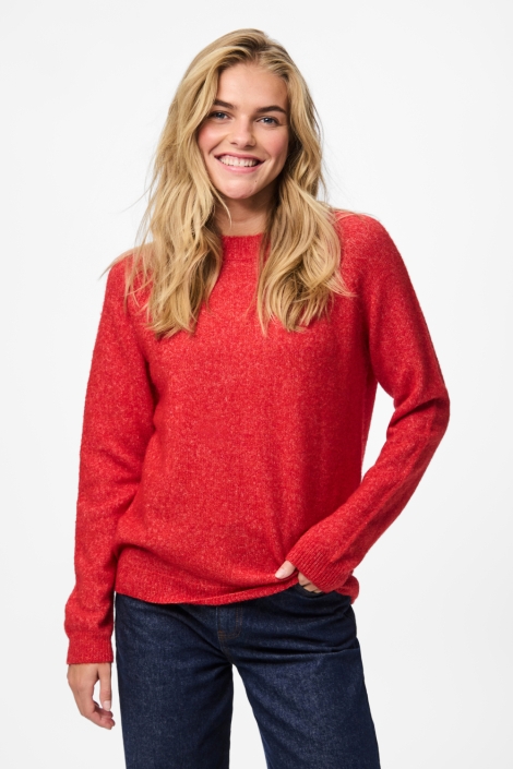Pieces rode dames trui | Model vooraanzicht