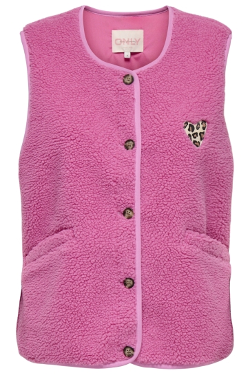 Only onlbaby life teddy vest pnt cs Roze
