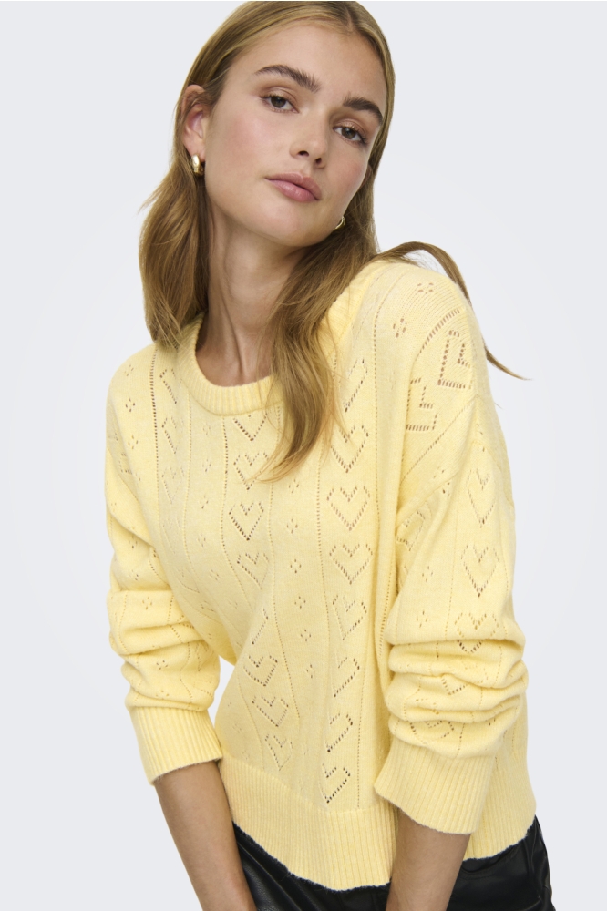 Only gele dames trui | Model vooraanzicht