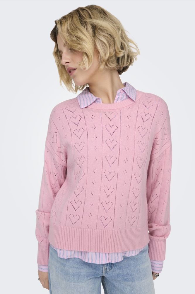 Only roze dames trui | Model vooraanzicht