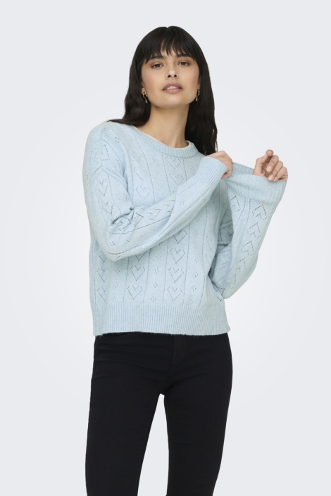 Only blauwe dames trui | Model vooraanzicht