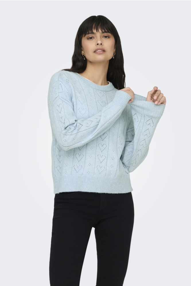 Only blauwe dames trui | Model vooraanzicht