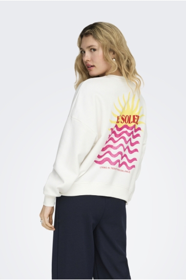 Only onlliny l/s o-neck print cs swt Wit