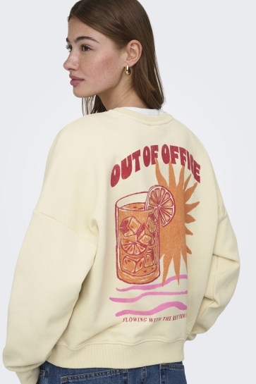 Only onlliny l/s o-neck print cs swt Ecru