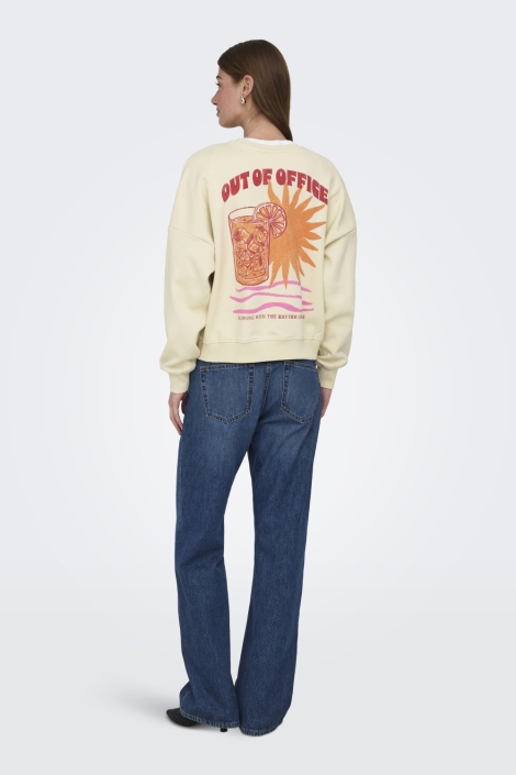 Only ecru dames sweater | Model achteraanzicht