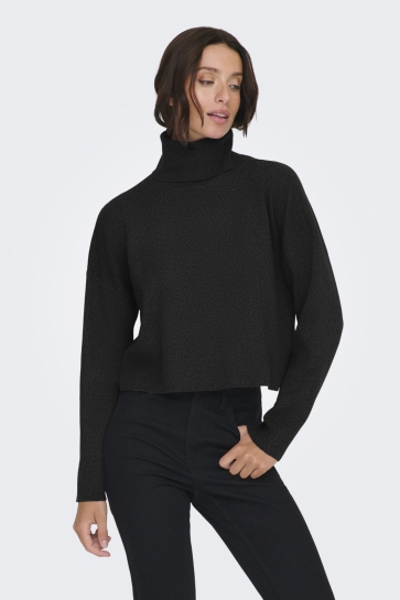 Only ONLAMA LIFE LS RIB ROLLNECK CC KNT 15350404 BLACK