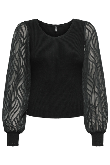 Only ONLJULIE LS RIB MIX O-NECK CC KNT 15350562 BLACK/DTM LACE