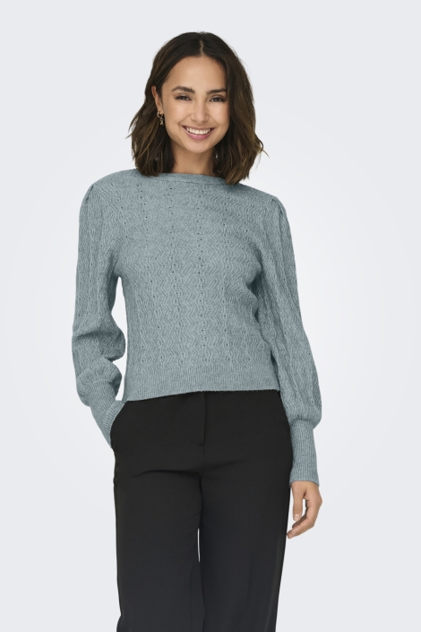 Only blauwe dames trui | Model vooraanzicht