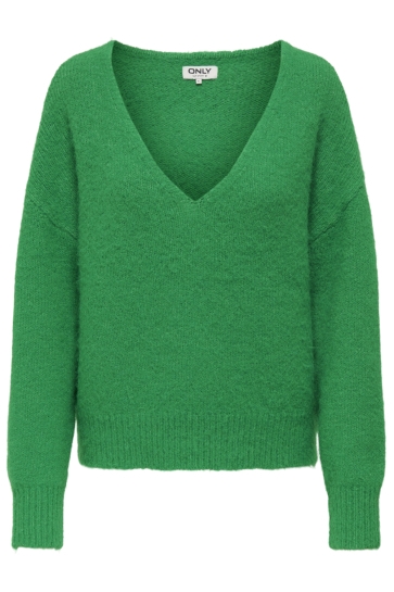 Only Trui ONLMAGGIE LIFE LS V-NECK CS KNT 15352597 Medium Green/Melange