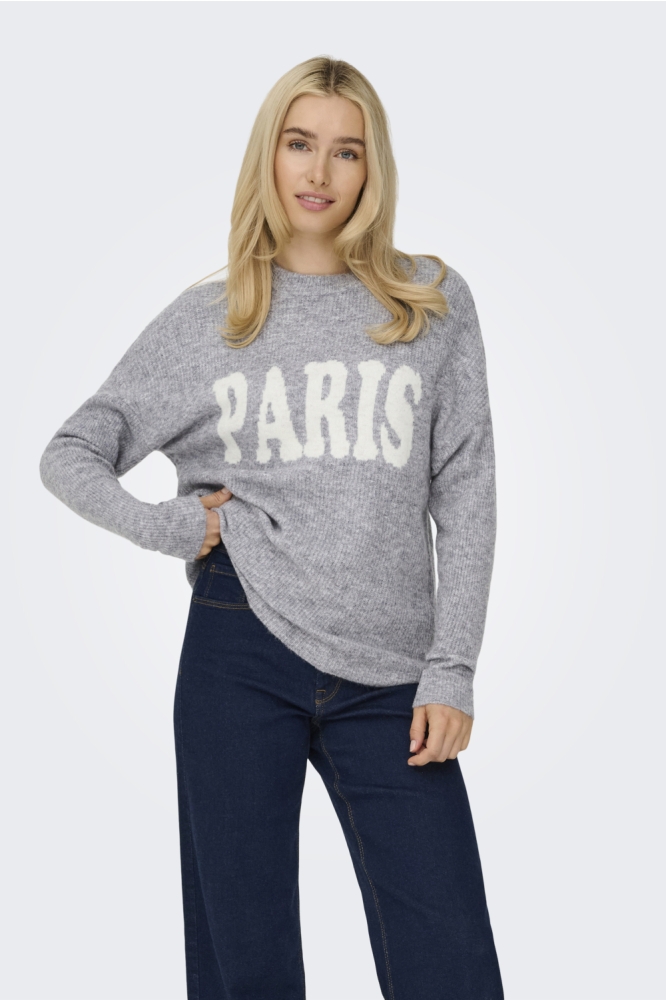 Only grijze dames trui | Model vooraanzicht