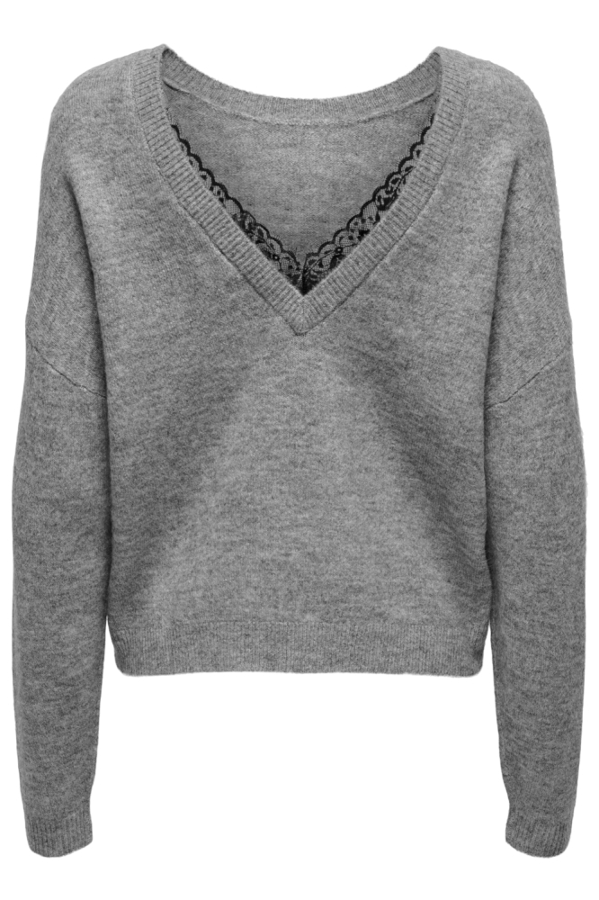 Only grijze dames trui | Achteraanzicht