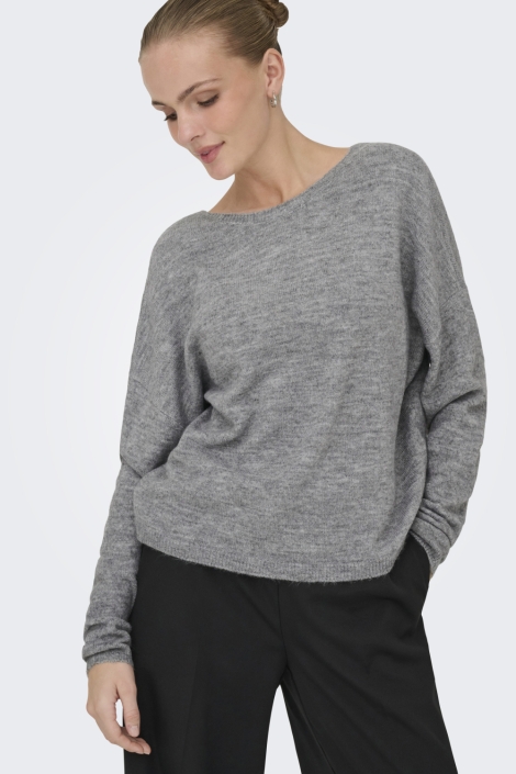 Only grijze dames trui | Model vooraanzicht