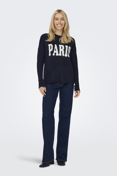 Only blauwe dames trui | Model vooraanzicht