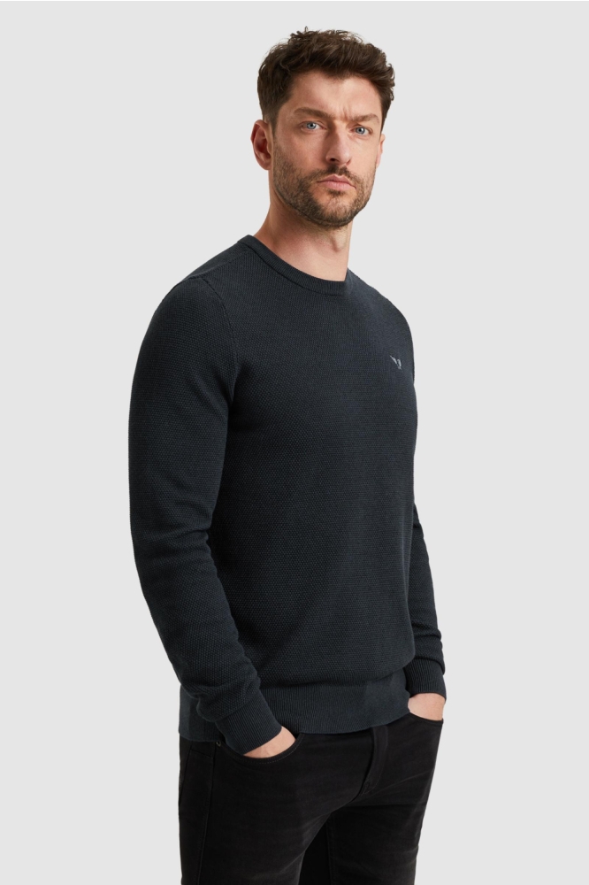 PME legend blauwe heren trui | Model zijaanzicht