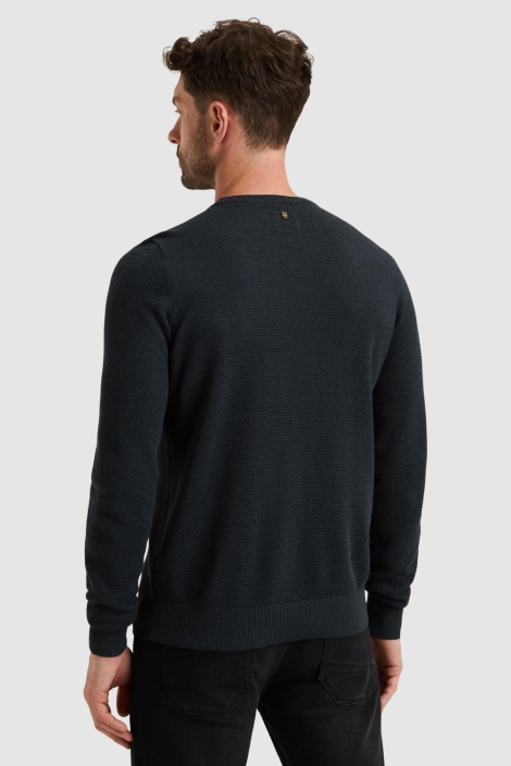 PME legend blauwe heren trui | Model achteraanzicht