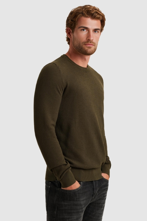 PME legend groene heren trui | Model zijaanzicht