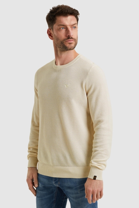 PME legend ecru heren trui | Model zijaanzicht