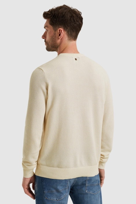 PME legend ecru heren trui | Model achteraanzicht