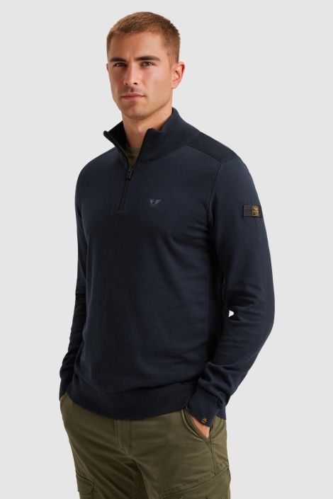 PME legend blauwe heren trui | Model vooraanzicht