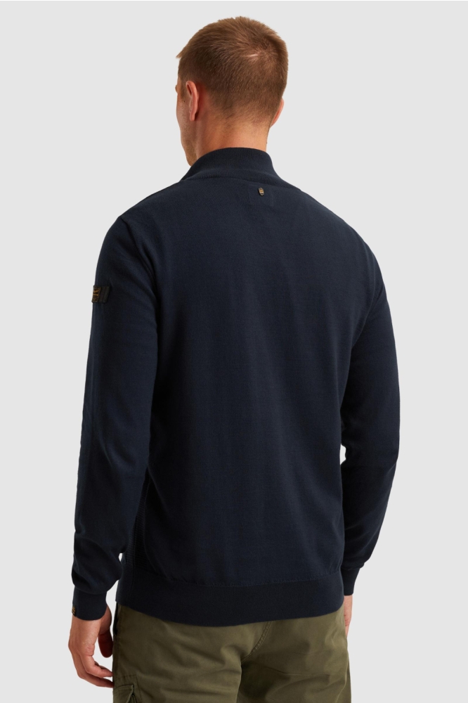 PME legend blauwe heren trui | Model achteraanzicht