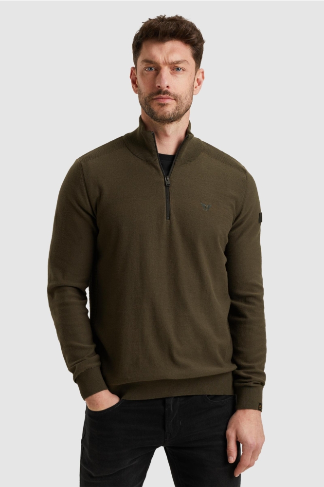 PME legend groene heren trui | Model vooraanzicht