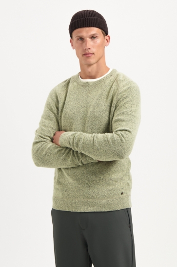NO-EXCESS Trui RONDE HALS TRUI IN WOLBLEND MET MELANGE 29210822 Light Moss