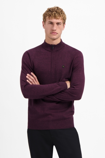 NO-EXCESS Trui MELANGE TRUI MET HALVE RITS 29210885SN Dark Wine