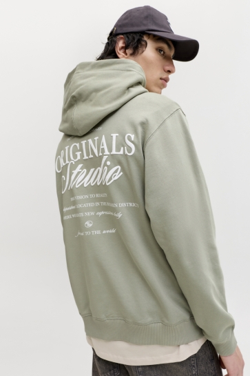 Jack & Jones jornorrebro typo back sweat hood sn Groen