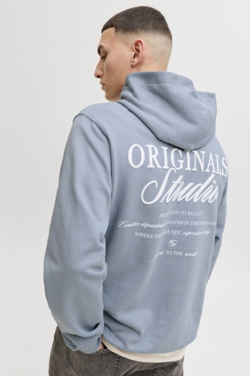 Jack & Jones Trui JORNORREBRO TYPO BACK SWEAT HOOD SN 12283054 TRADEWINDS/SS26