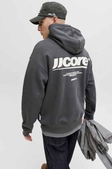 Jack & Jones jcoclub backprint sweat hood Grijs
