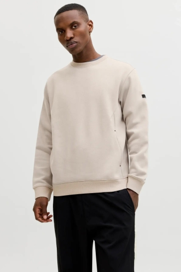 Jack & Jones jcofusion sweat badge crew neck Beige