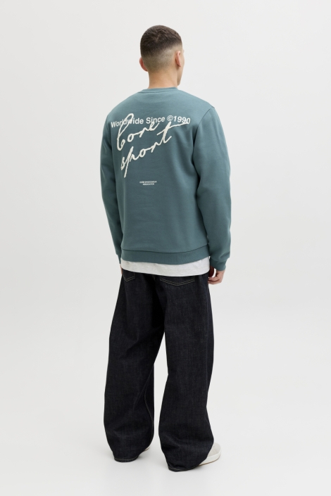 Jack & Jones groene heren sweater | Model achteraanzicht
