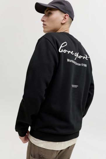 Jack & Jones jcodust script sweat crew neck Zwart