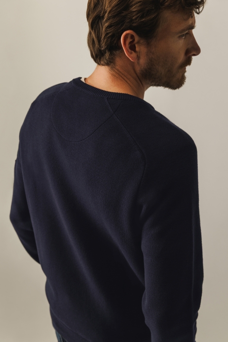 State of Art blauwe heren trui | Model achteraanzicht