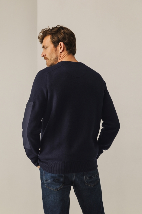 State of Art blauwe heren trui | Model achteraanzicht