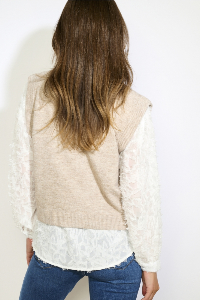 LolaLiza beige dames trui | Model achteraanzicht