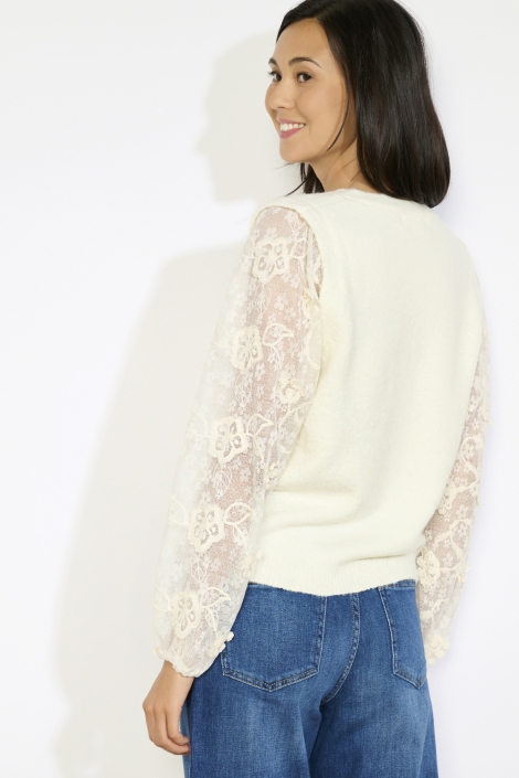 LolaLiza beige dames trui | Model achteraanzicht