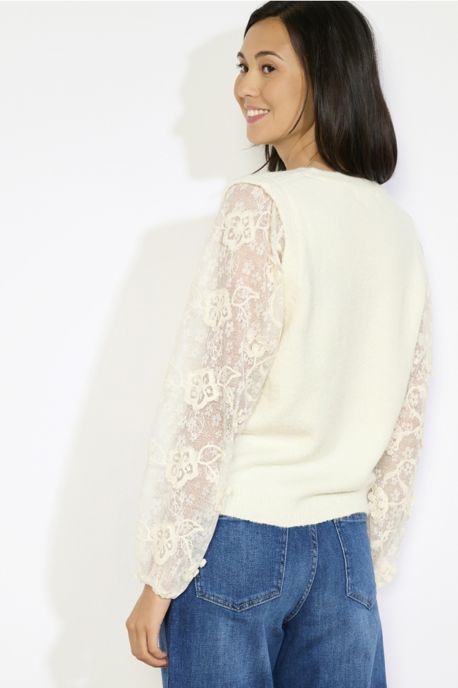 LolaLiza beige dames trui | Model achteraanzicht