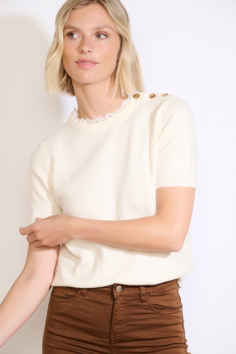 LolaLiza beige dames trui | Model vooraanzicht